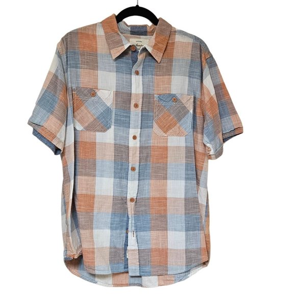Weatherproof Shirt Mens Large Button Front Plaid Chest Pockets Short Sleeve - Picture 1 of 10